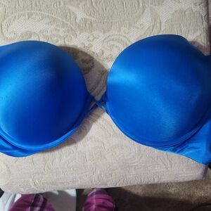 Victoria's Secret Blue Satin Bra with Molded Cups